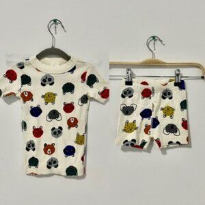 Hanna Andersson Boy's Animal Face Print Pajama Shorts Set Size 3T